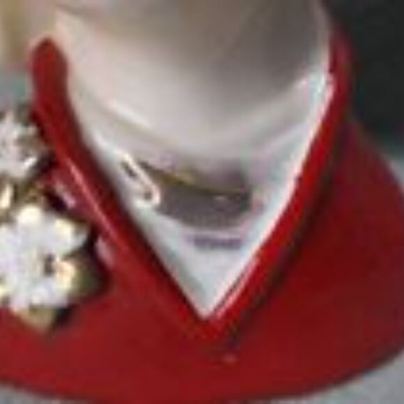 Vintage Lady Head Vase Red Gold Poinsettia Holiday 6.5in Ceramic - Picture 6 of 7